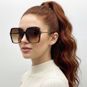 NEW Simplistic SQUARE Iconic Glam Oversized Designer Style Sunglasses Brown